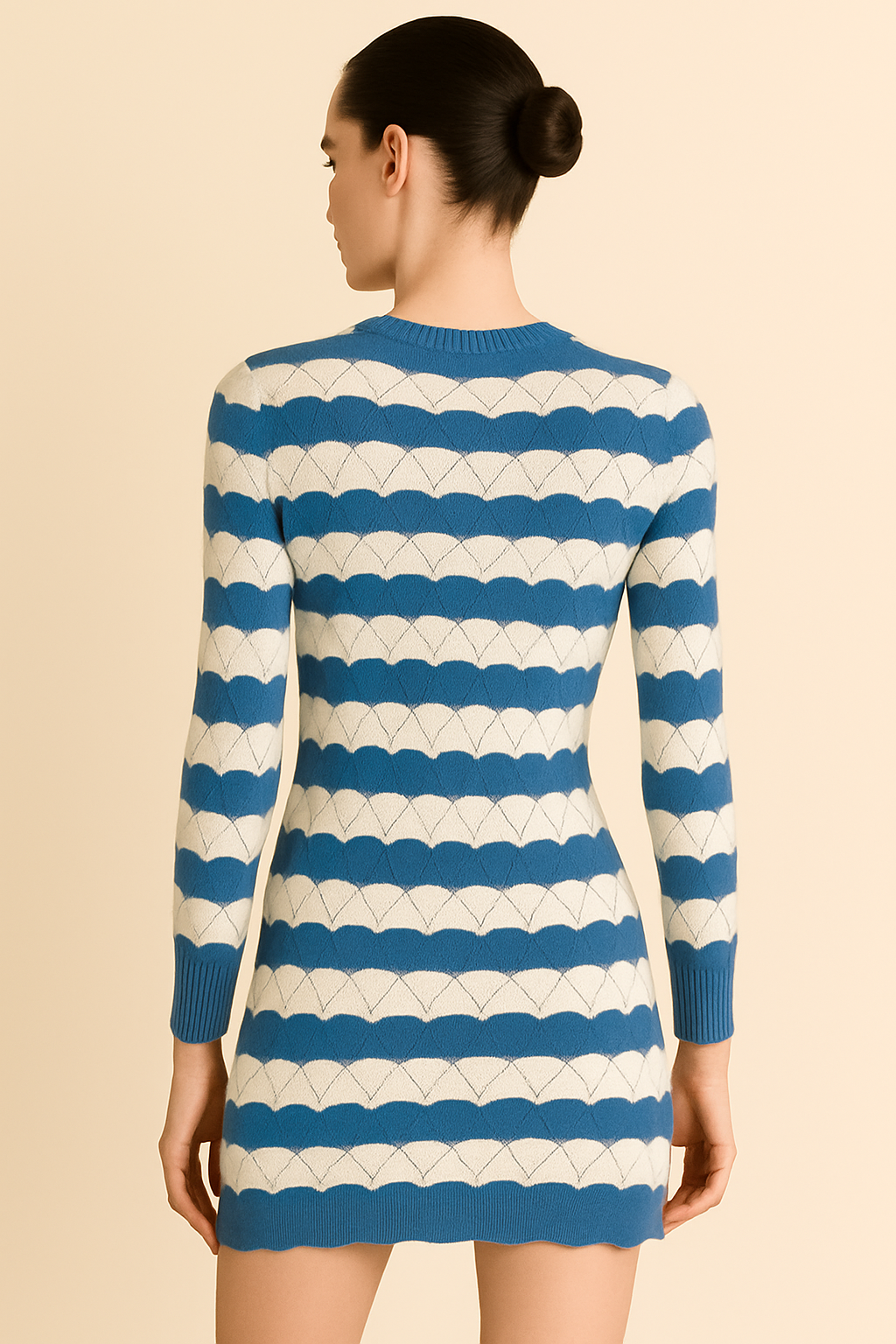 KNIT Dress with Blue and White Stripes