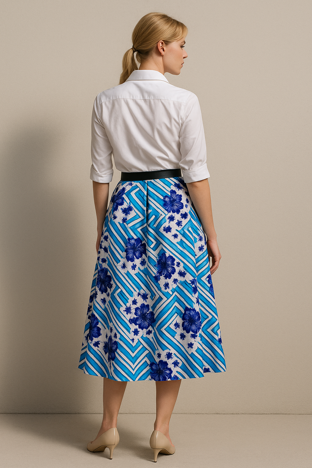 PEGGY Swing Skirt in Blue