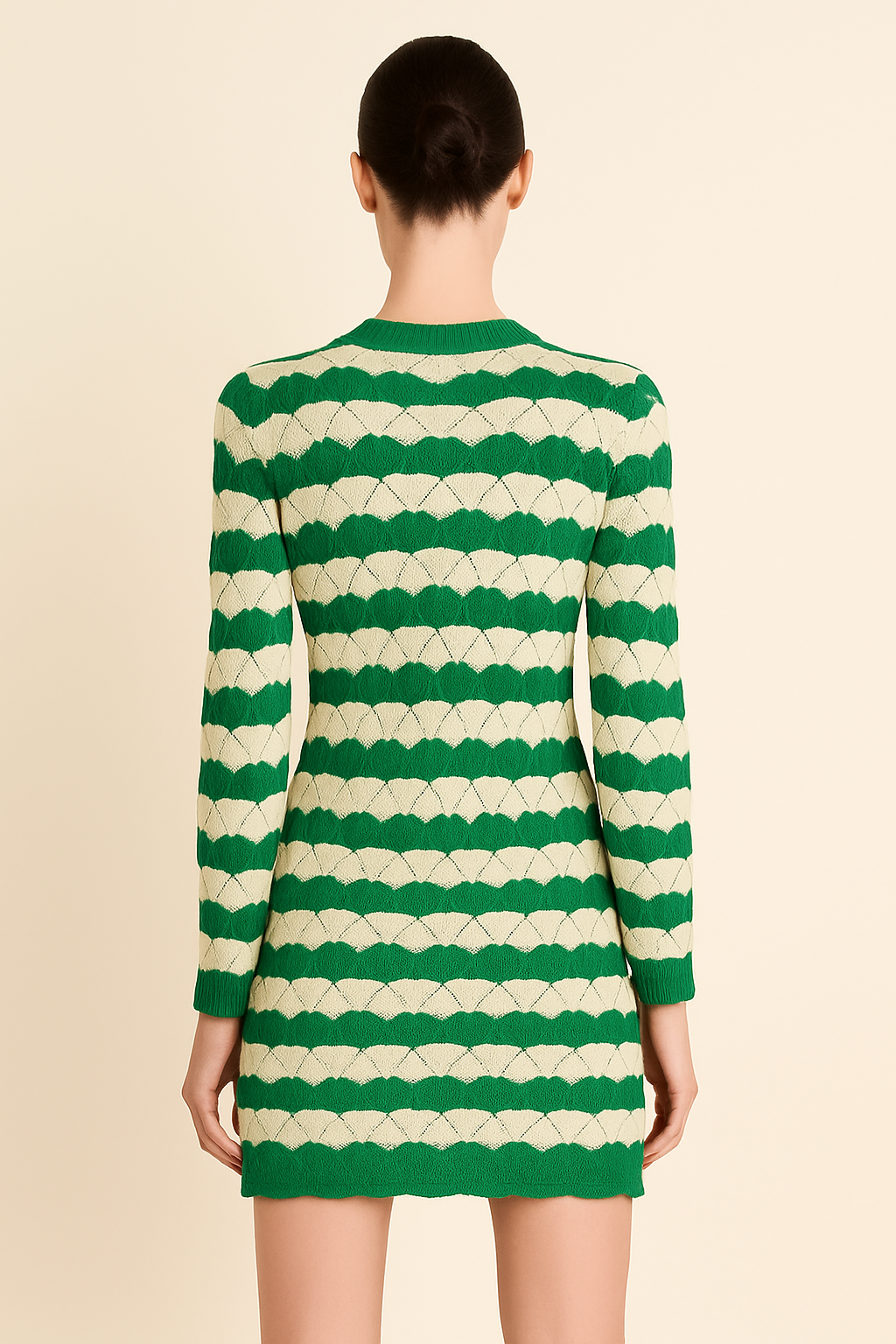 KNIT Dress with Green and White Stripes