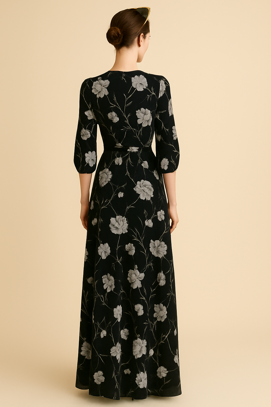 STELLA Wrap Style Dress w/ Silver Roses