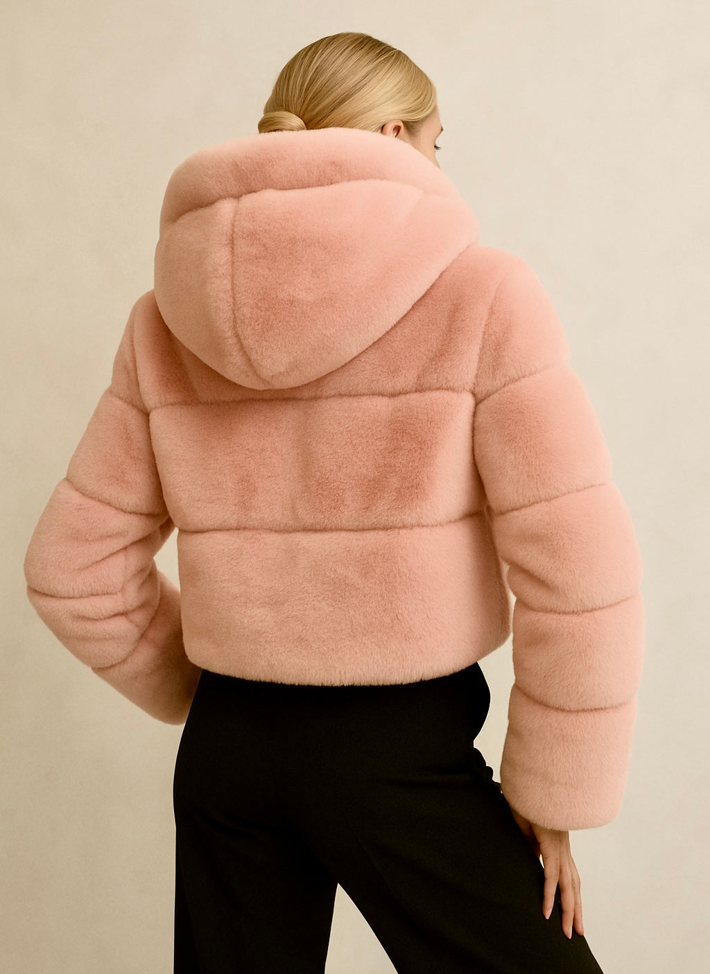 ASPEN Faux Fur Hoodie in Pink