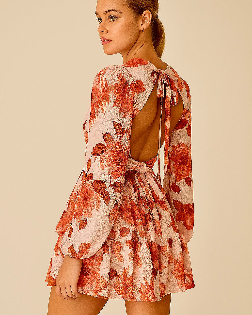 VERA Watercolor Mini Dress in Coral