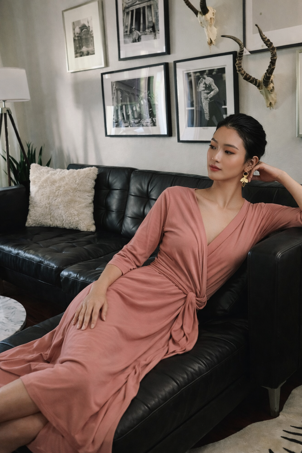 STELLA Wrap Style Dress in Powder Pink