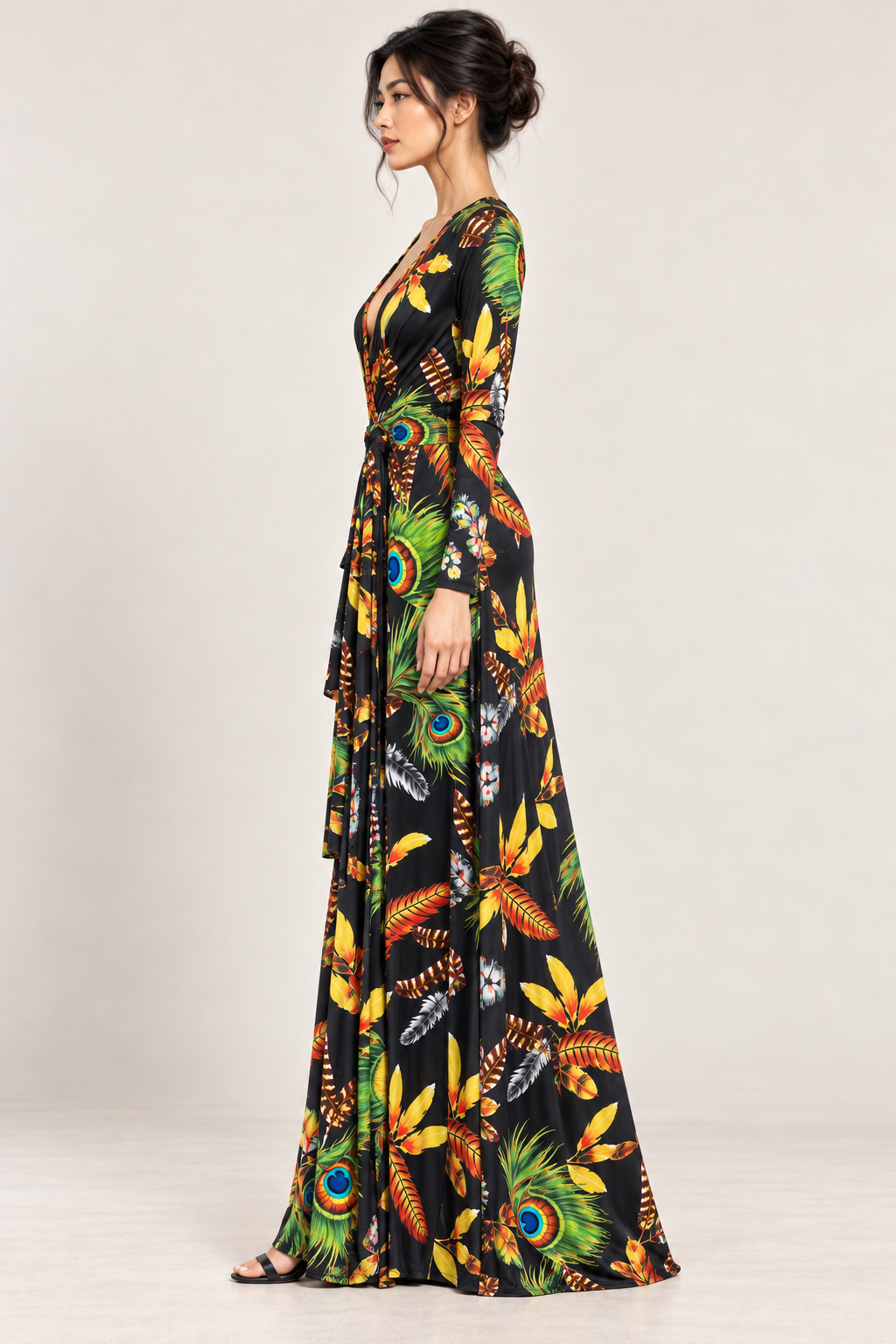 PEACOCK Plunging Neckline Dress