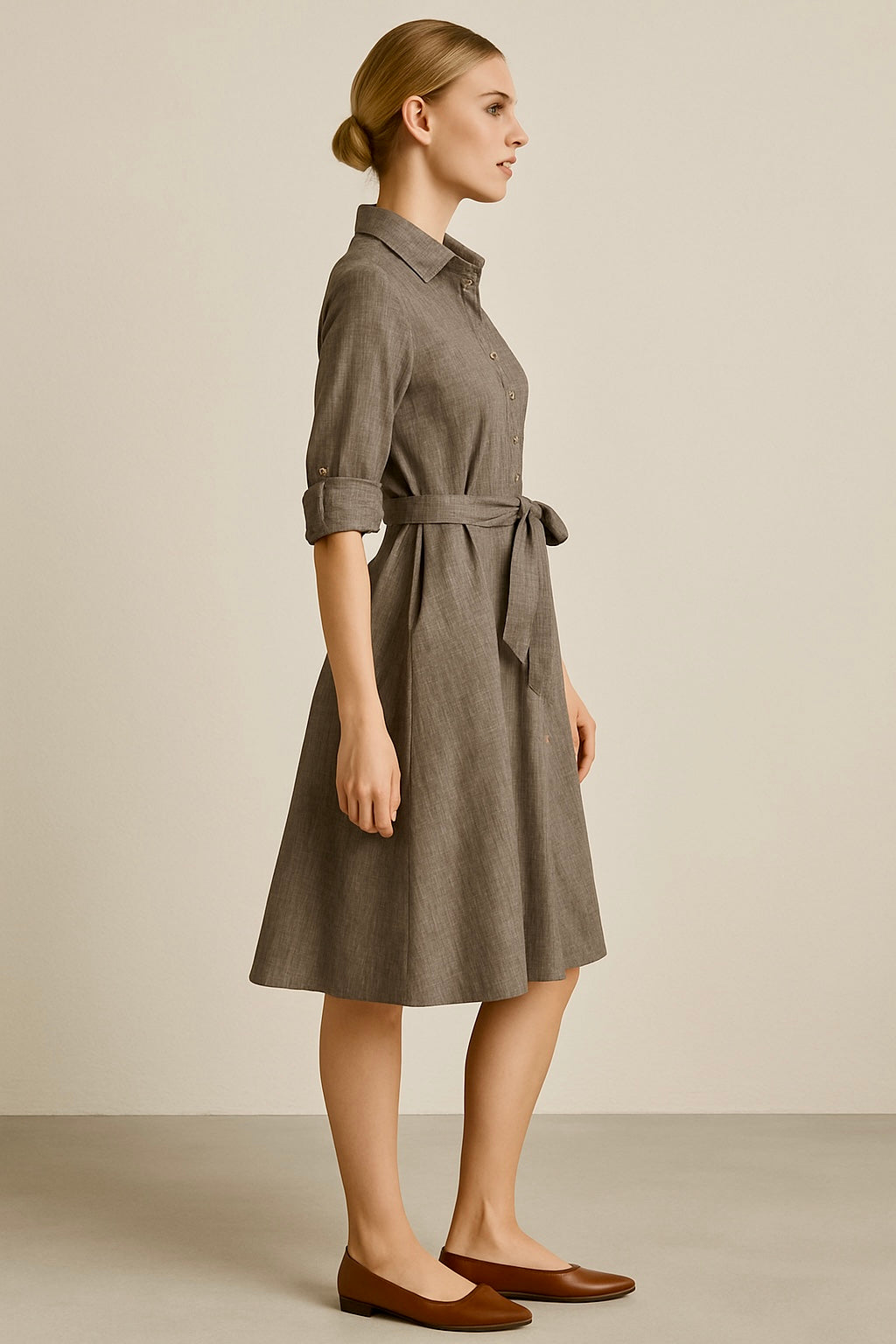 VENTURA Linen and Cotton Shirt Dress