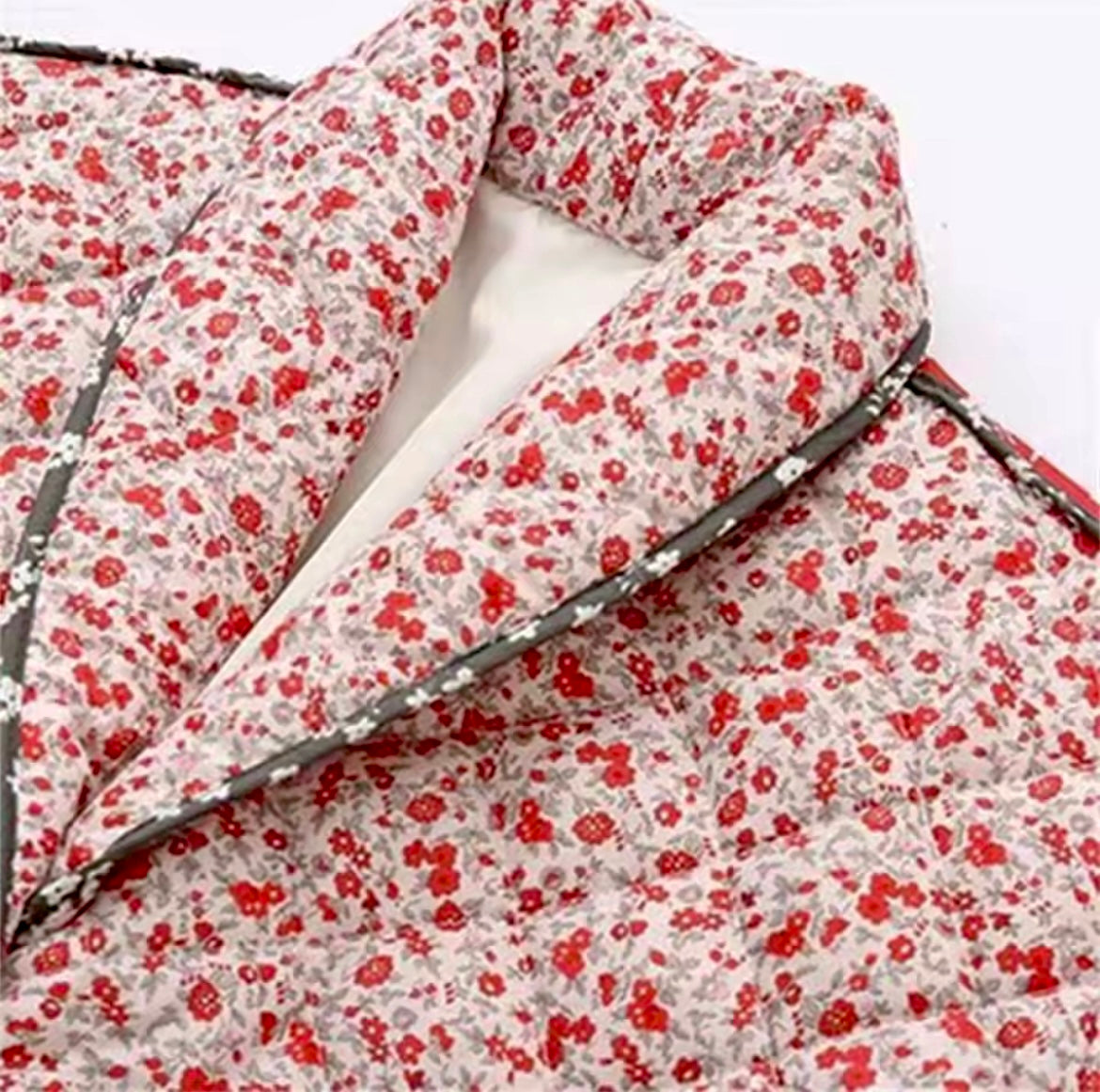 ORANGE FLORAL Quilted Jacket Puffer Jacket