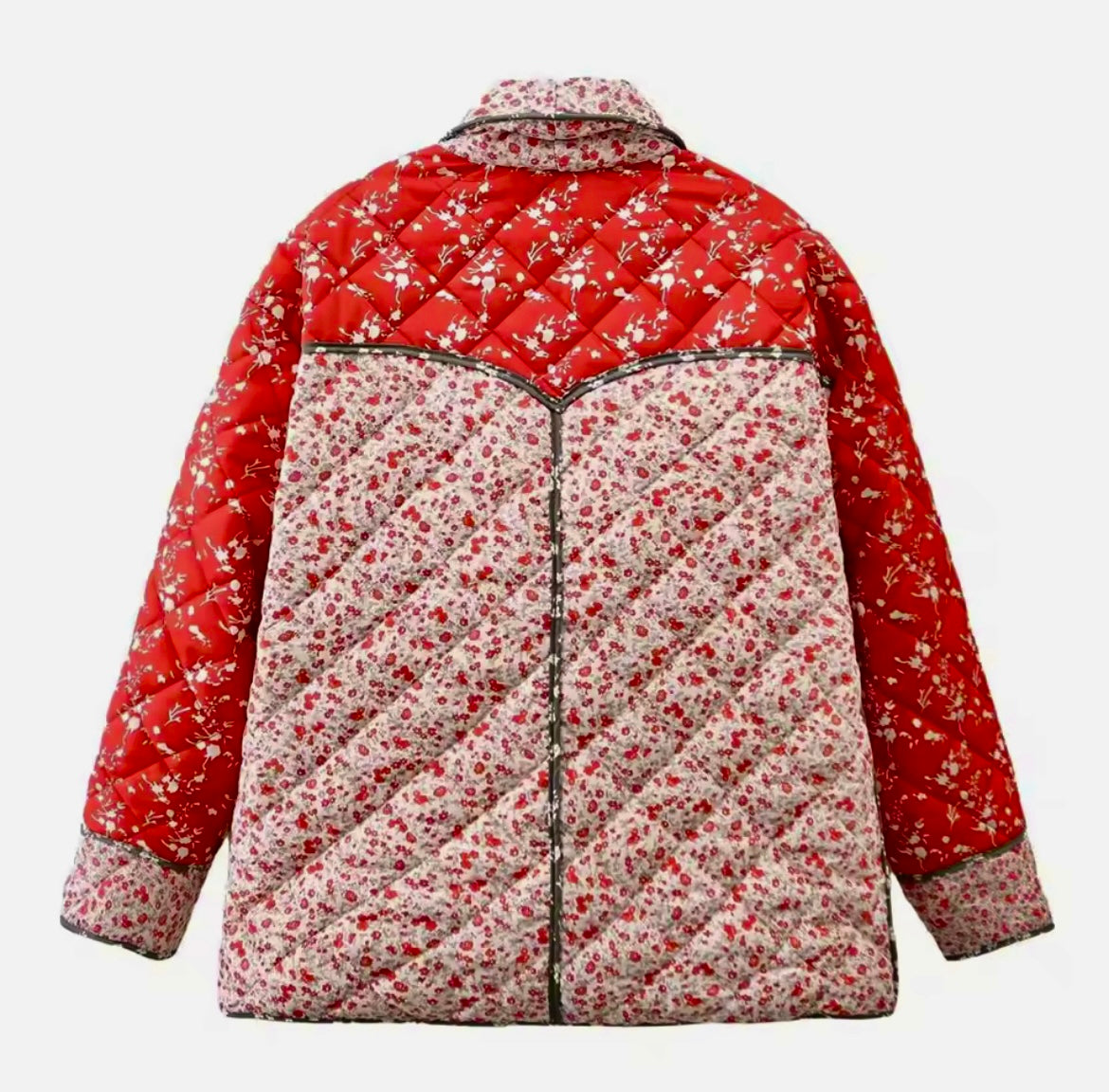 ORANGE FLORAL Quilted Jacket Puffer Jacket
