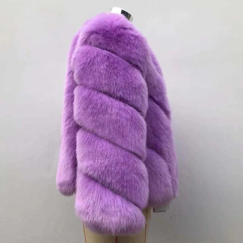 DENVER Faux Fox Fur Jacket in Lilac