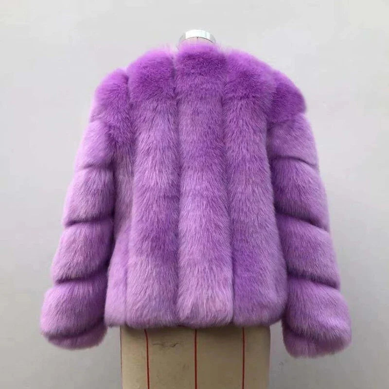 DENVER Faux Fox Fur Jacket in Lilac