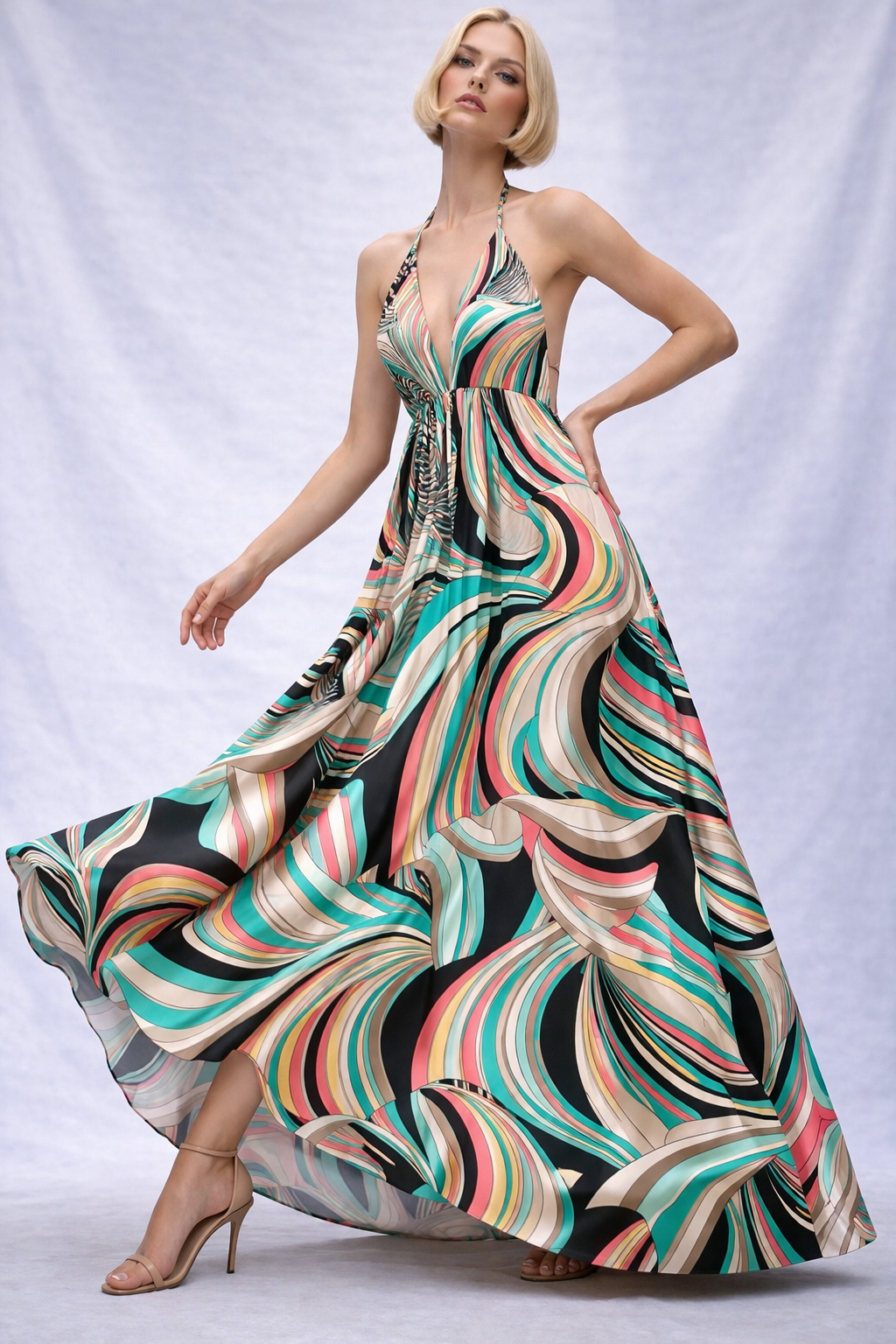 MADISON Maxi Dress in Multi-color Swirls