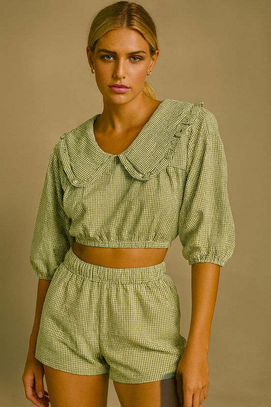 BELLA Mid Drift in Green Gingham