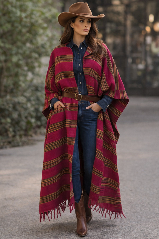 HIMALAYAN Yak Wool Duster in Cranberry