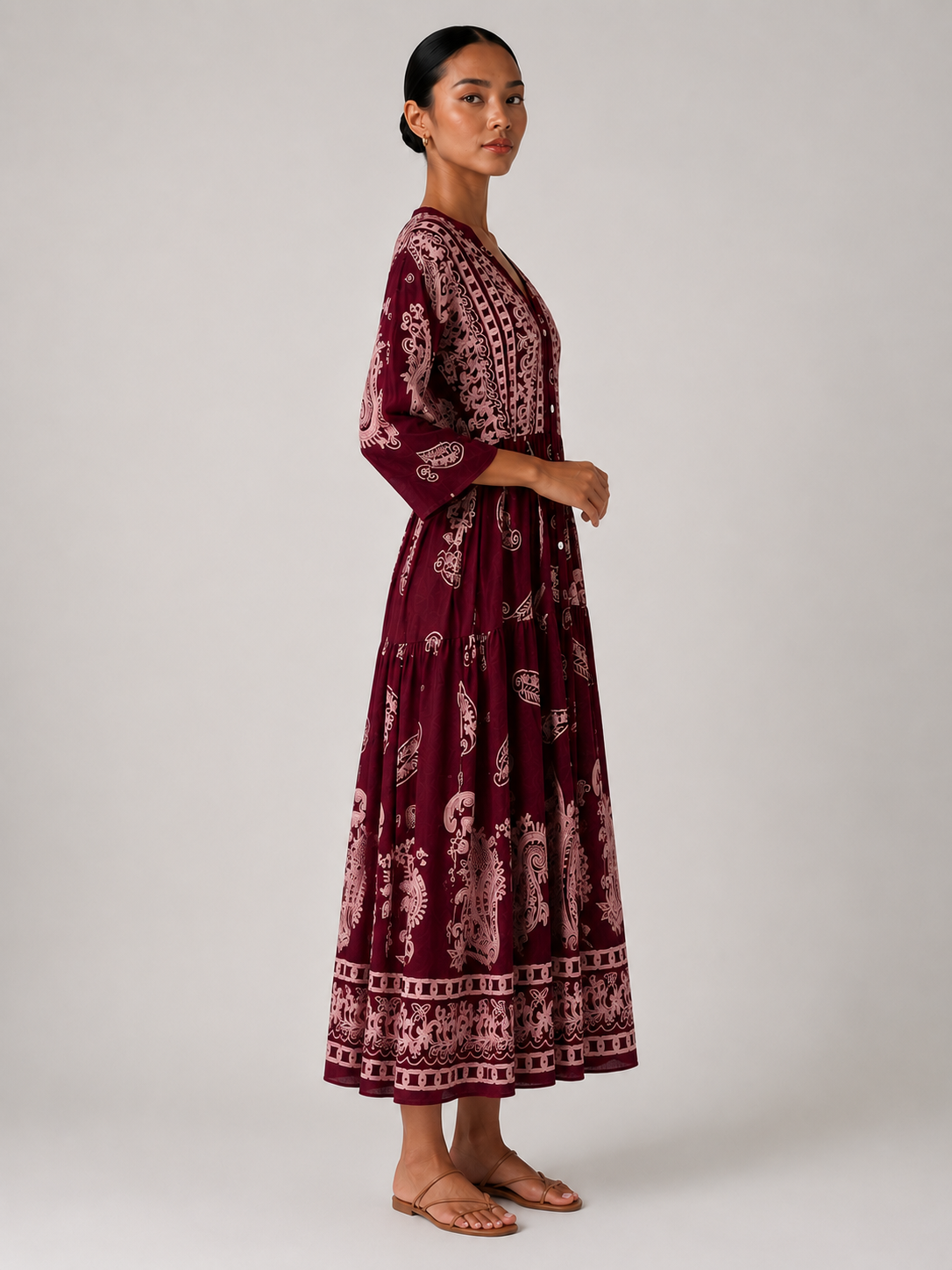 MAROON Paisley Long Dress
