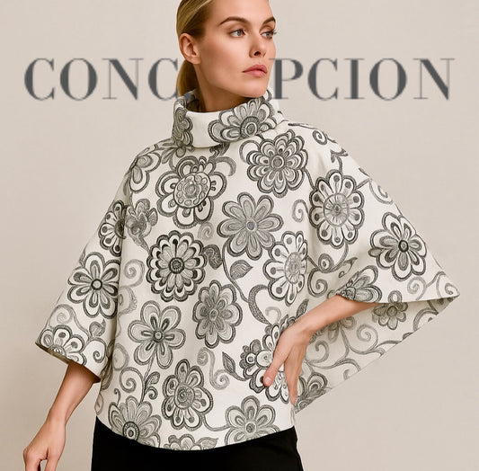 DEMSEY Cotton and Linen Embroidered Cape