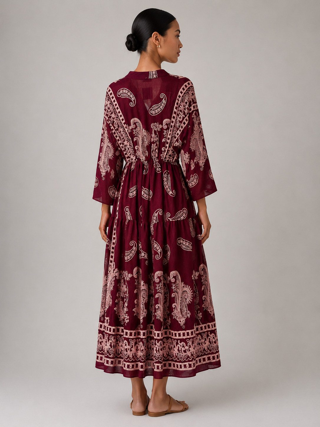 MAROON Paisley Long Dress