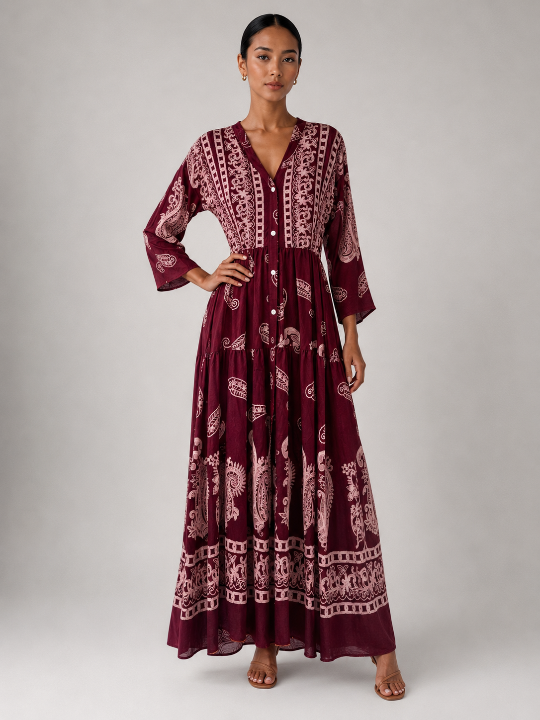 MAROON Paisley Long Dress