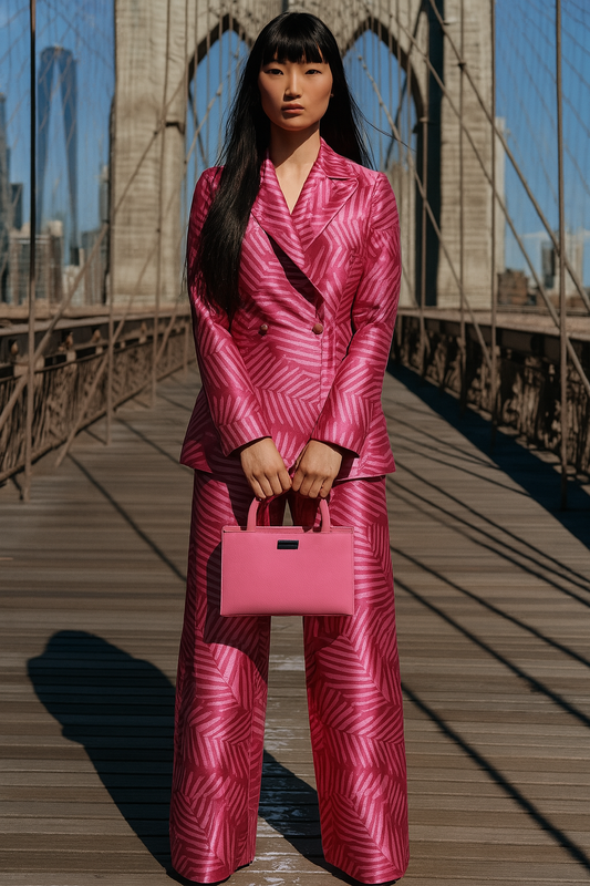 ORINDA Pink Satin, Double Breasted Women’s Suit