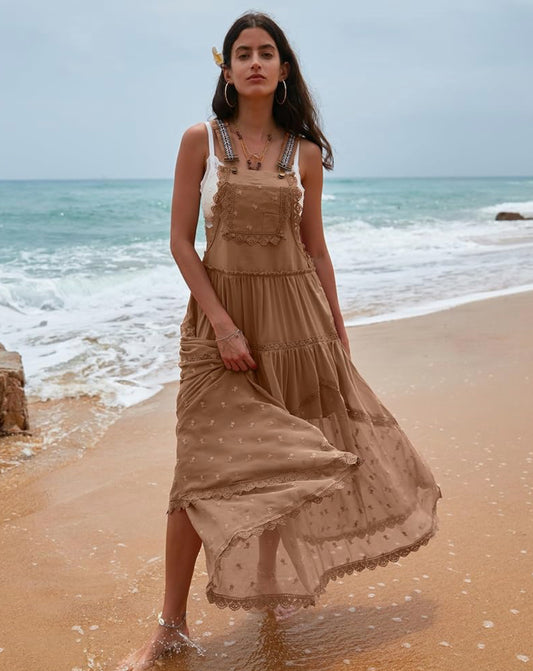BOHO Overall Dress in Mocha