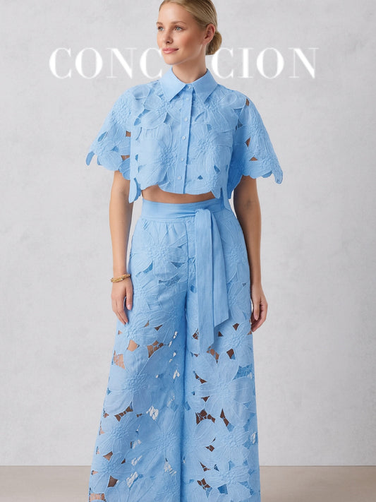 VANESSA 2 Piece Lace Set in Blue