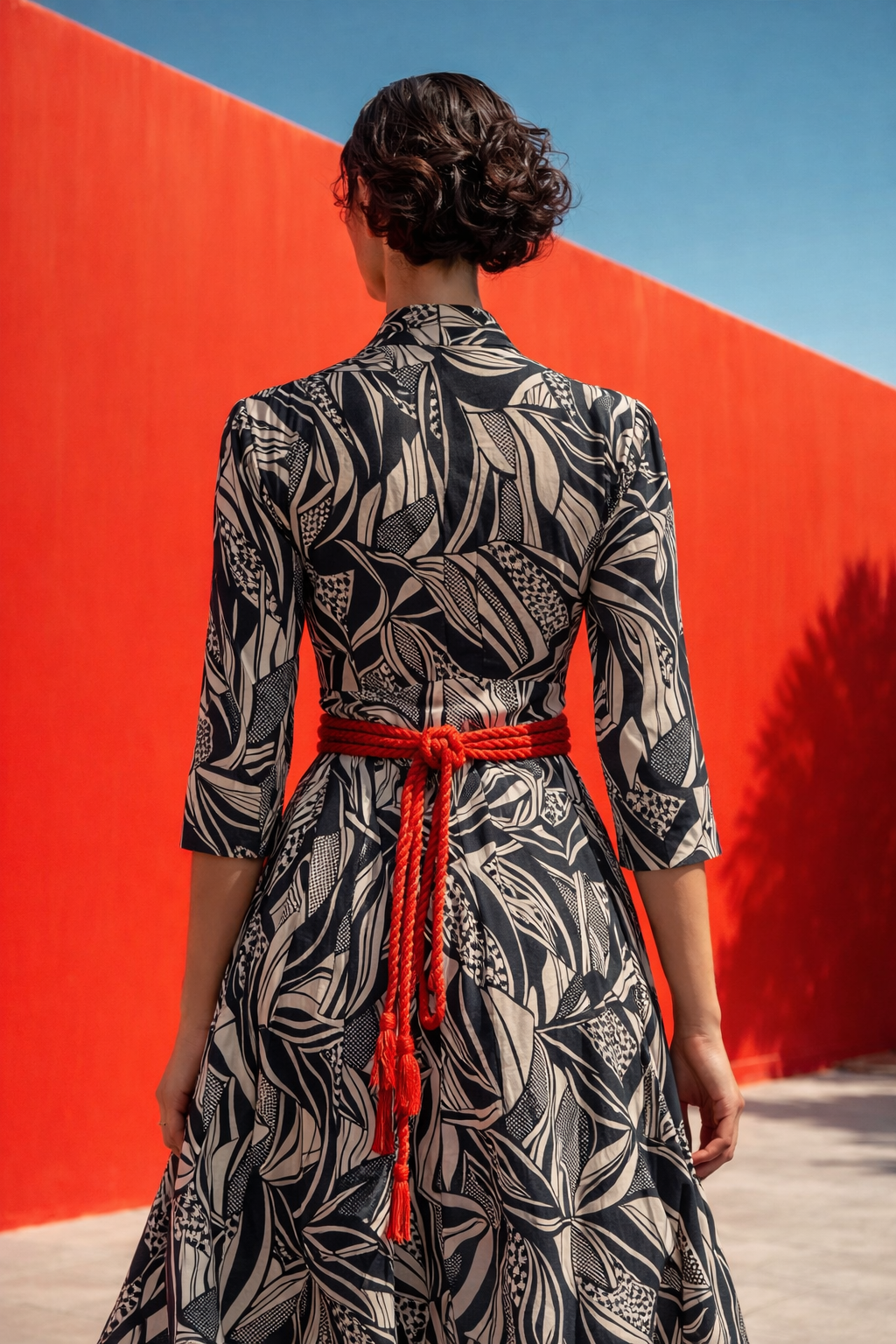 STELLA Wrap Style Dress in Black and White Geometrics