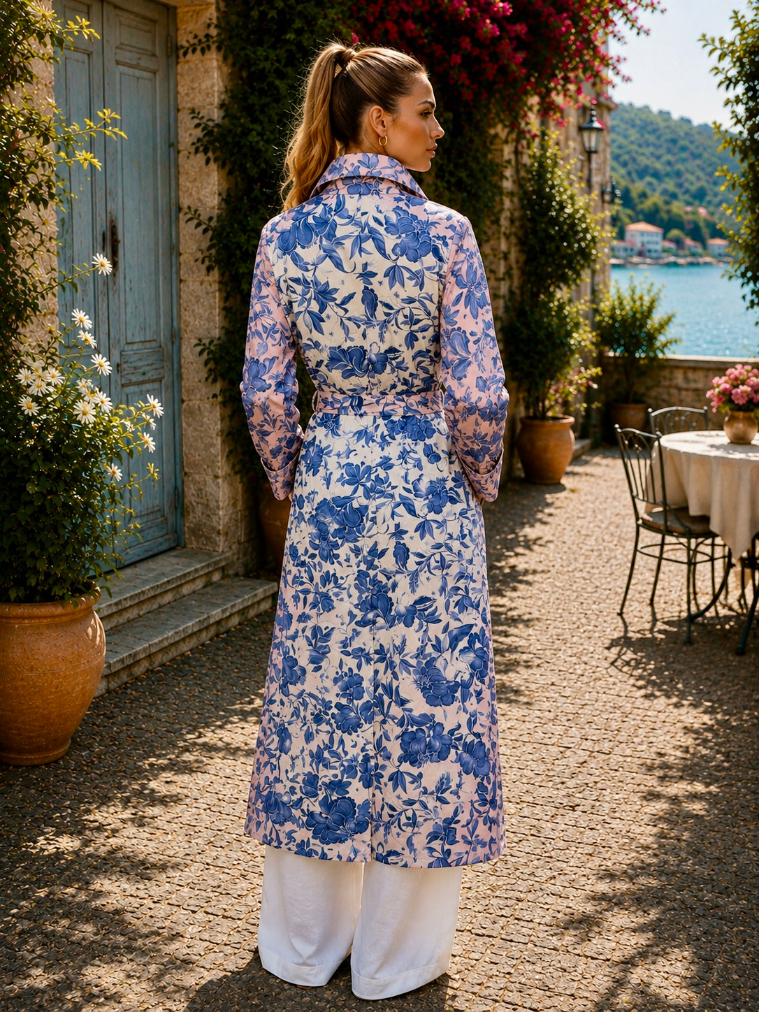 MAXIM Floral Light Weight Trench Coat