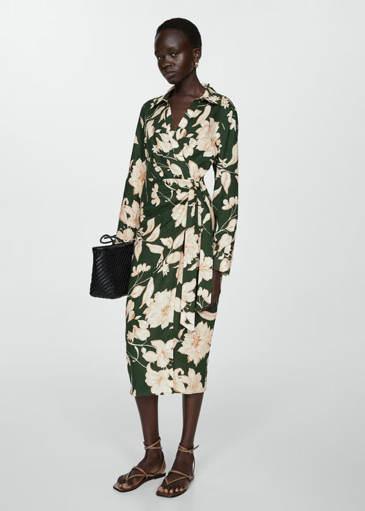 RACHAEL Linen Wrap Style Dress