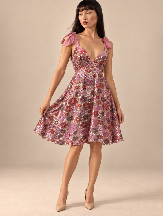 FLOWER Power Sequin Baby Doll Dress