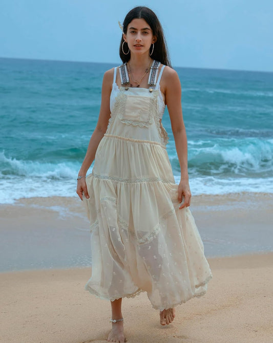 BOHO Overall Dress in Cream