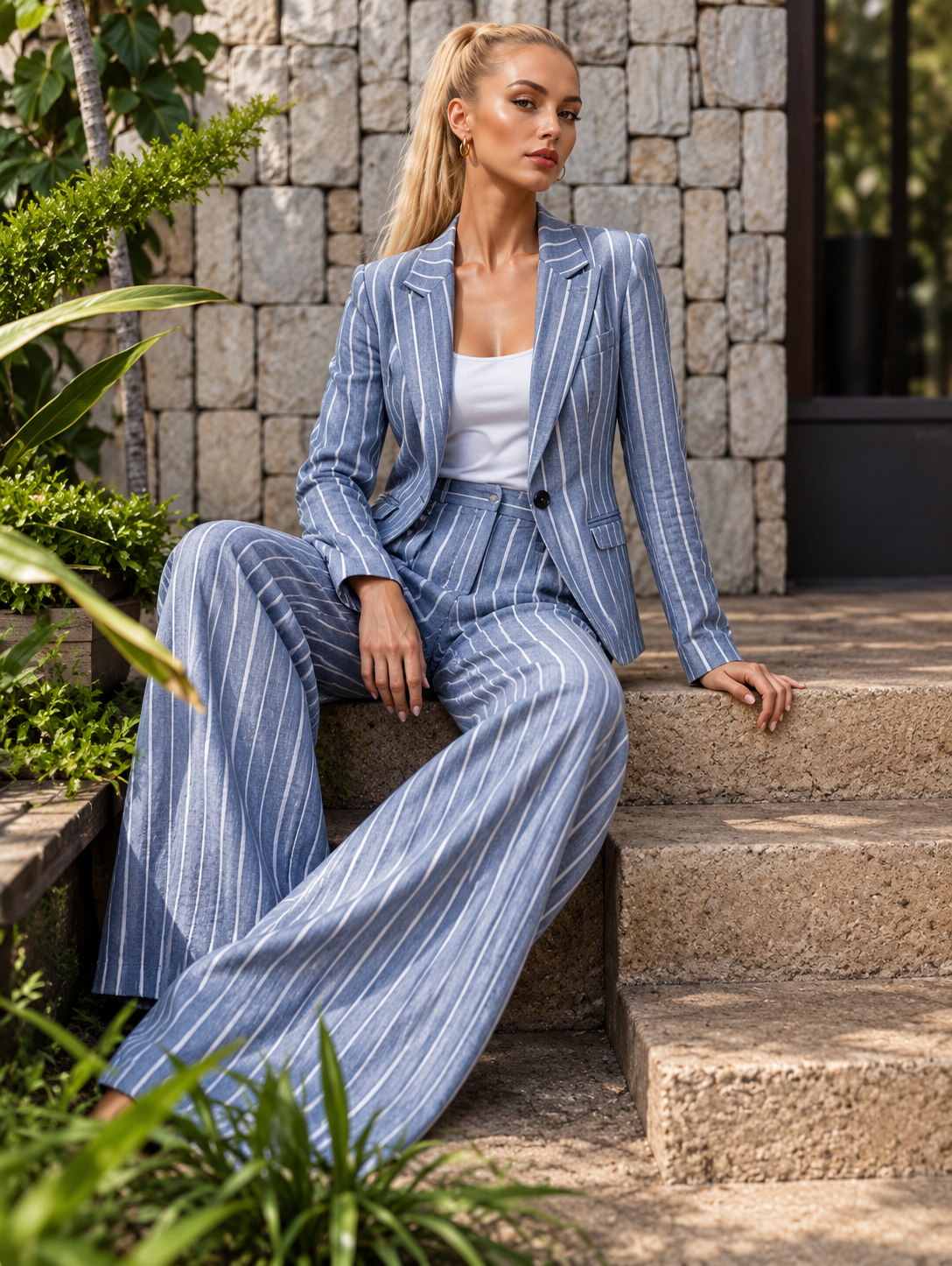 Linen/Cotton Pinstripe Jacket