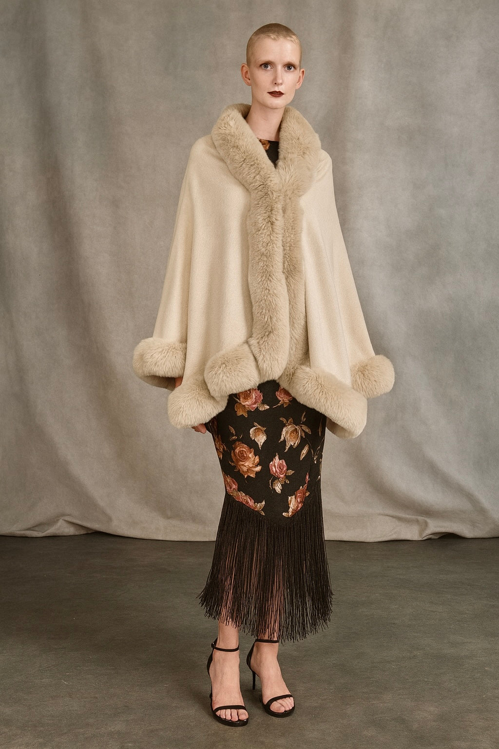 WINDSOR Cape with Cream Faux Chinchilla Trim