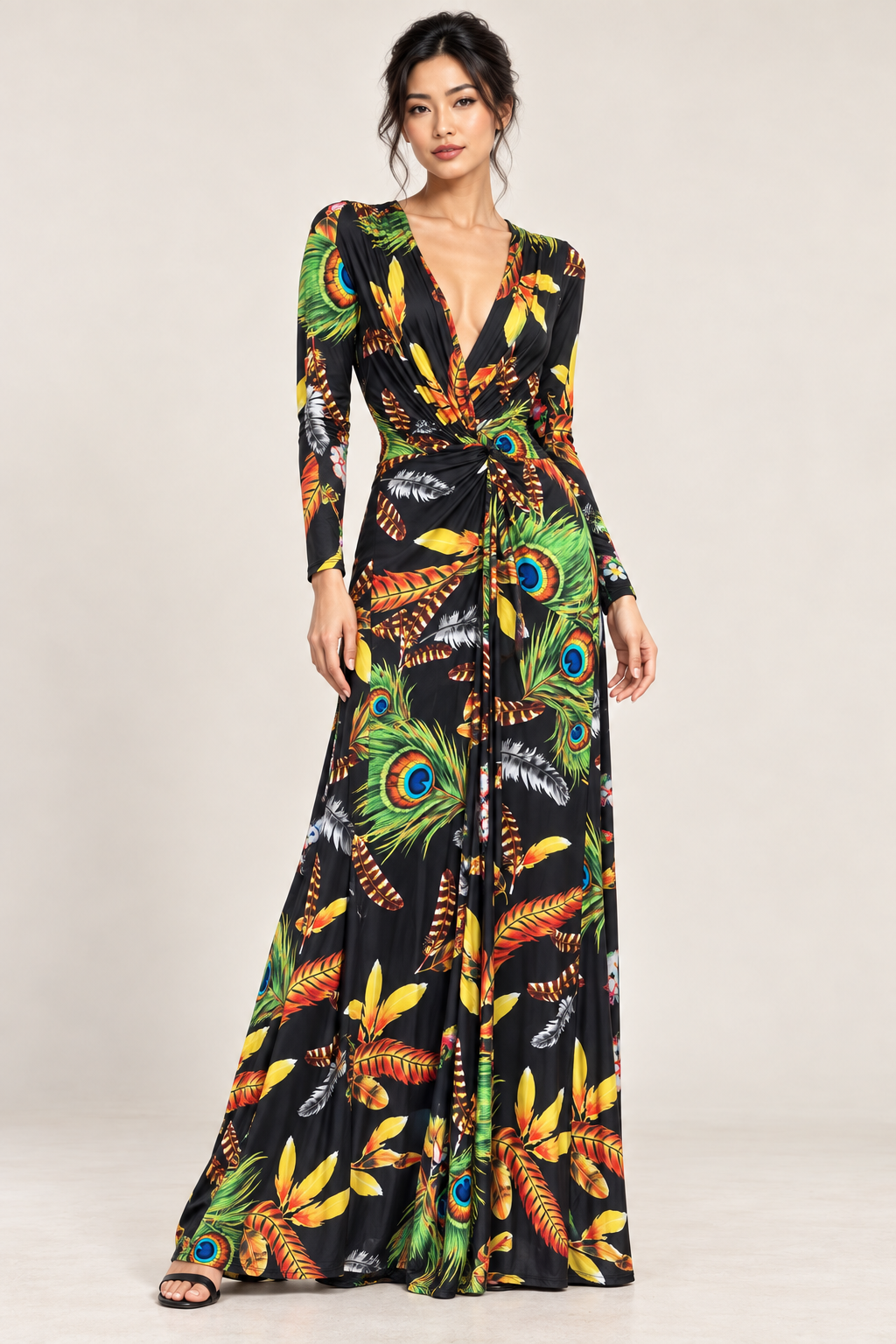 PEACOCK Plunging Neckline Dress