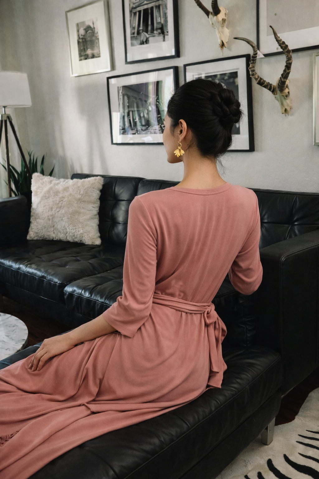 STELLA Wrap Style Dress in Powder Pink