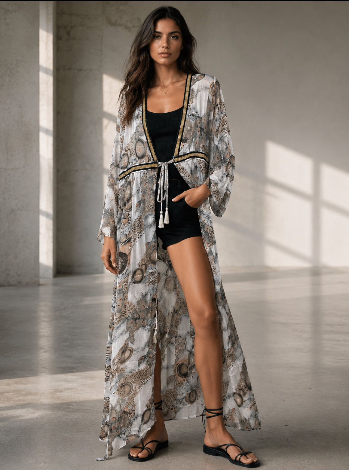 LANGLEY Peacock Print Coverup