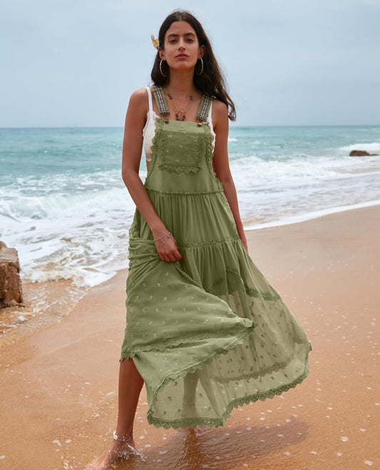 BOHO Overall Dress in Green