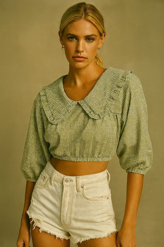 BELLA Mid Drift in Green Gingham