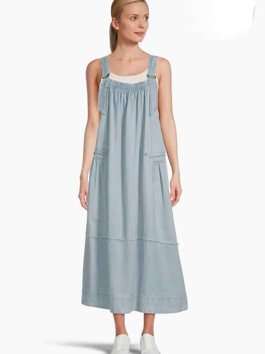 Cotton Overalls Dress , Bohemian Dress in Baby Blue