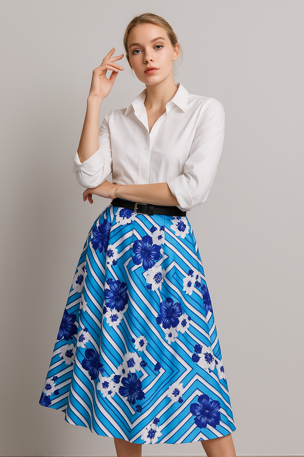 PEGGY Swing Skirt in Blue