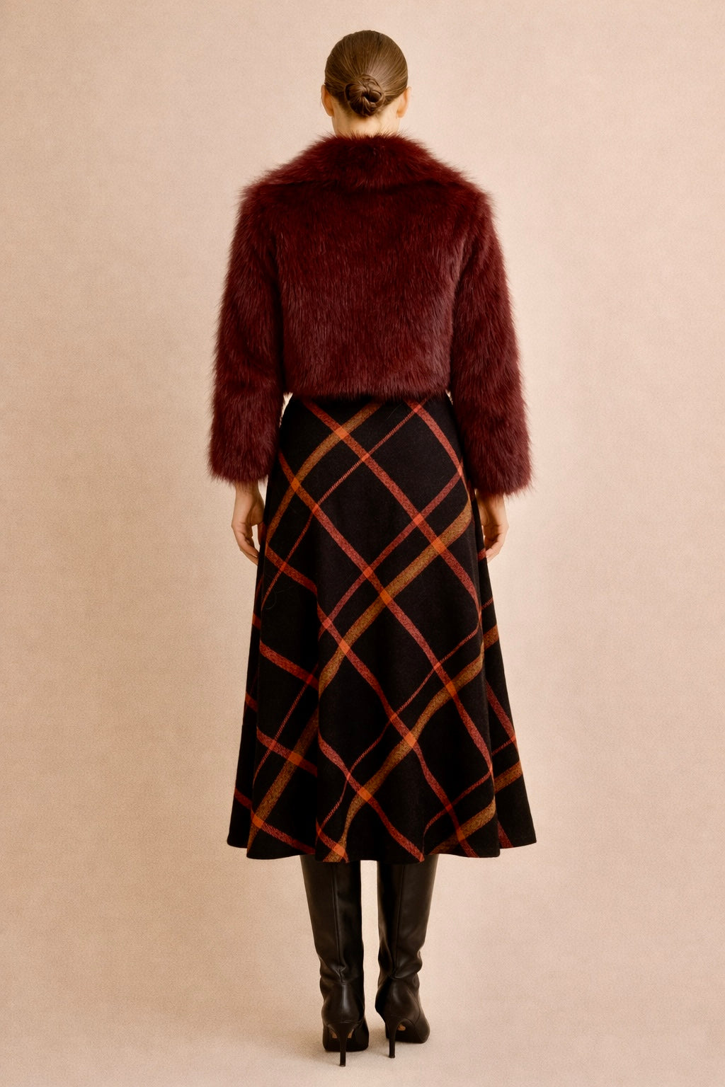 WINDSOR Wool Skirt in Red and Black