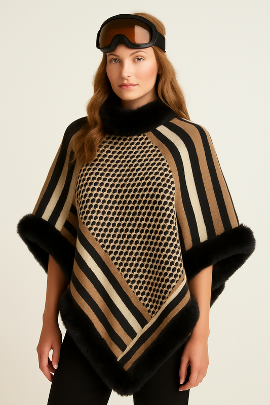 Black Striped Poncho