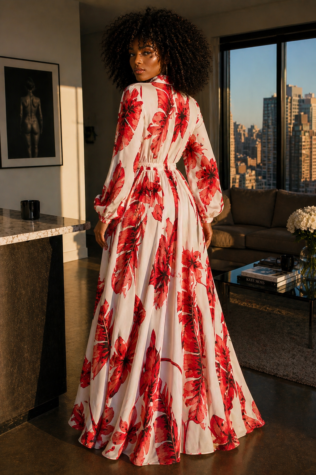 CONCEPCION 2026 TROPICAL Red Maxi Shirt Dress
