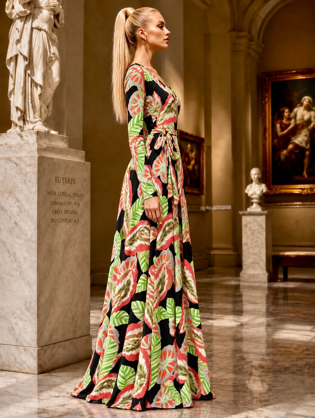 STELLA Wrap Style Dress w/ Tropical Print