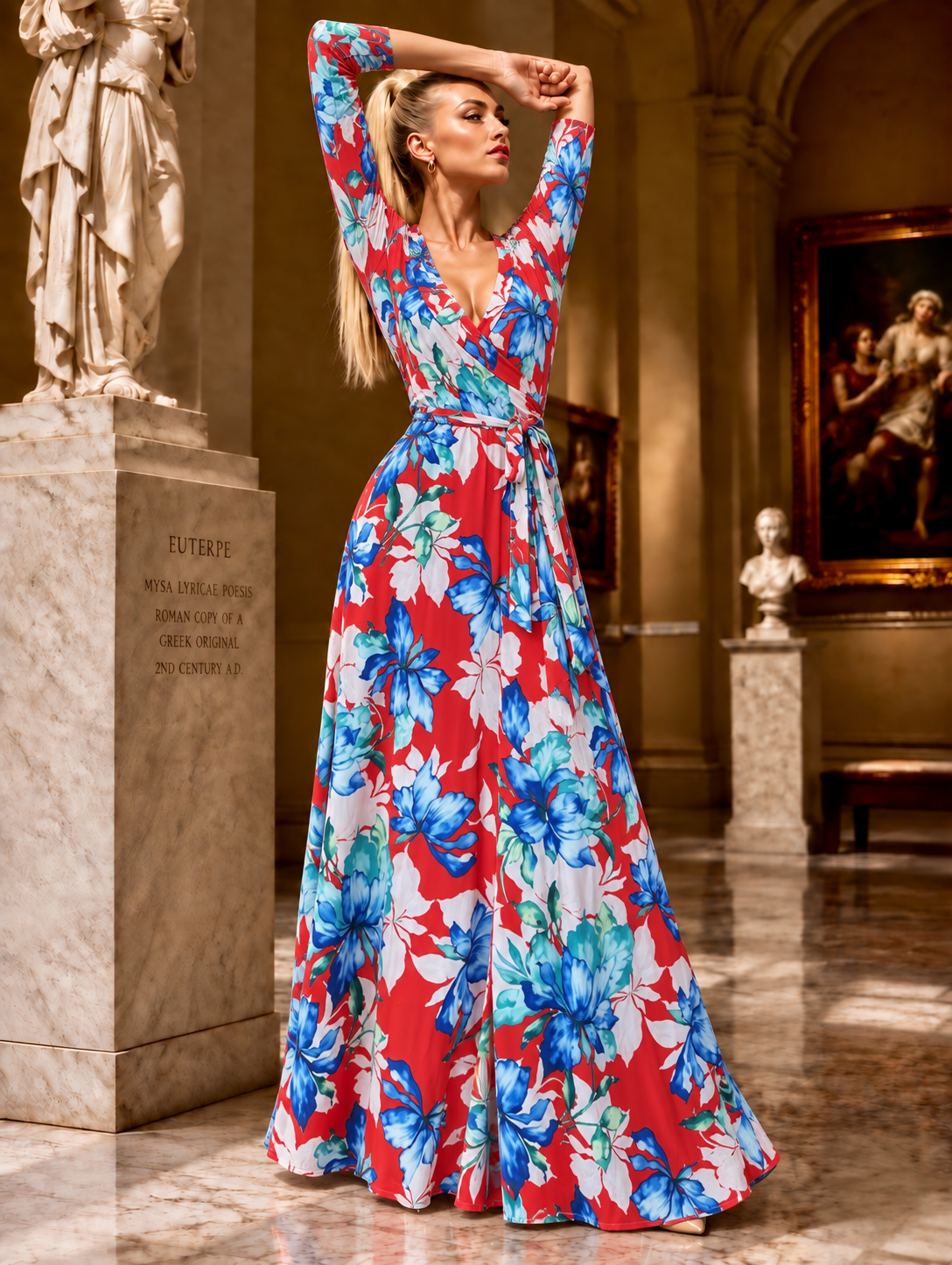 STELLA Wrap Style Dress w/ Red Floral Print (Copy)