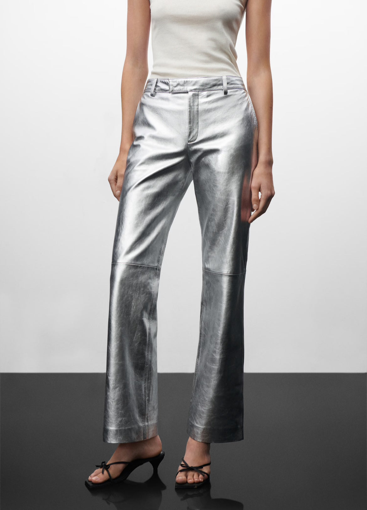 STRATTON Silver Leather Pants