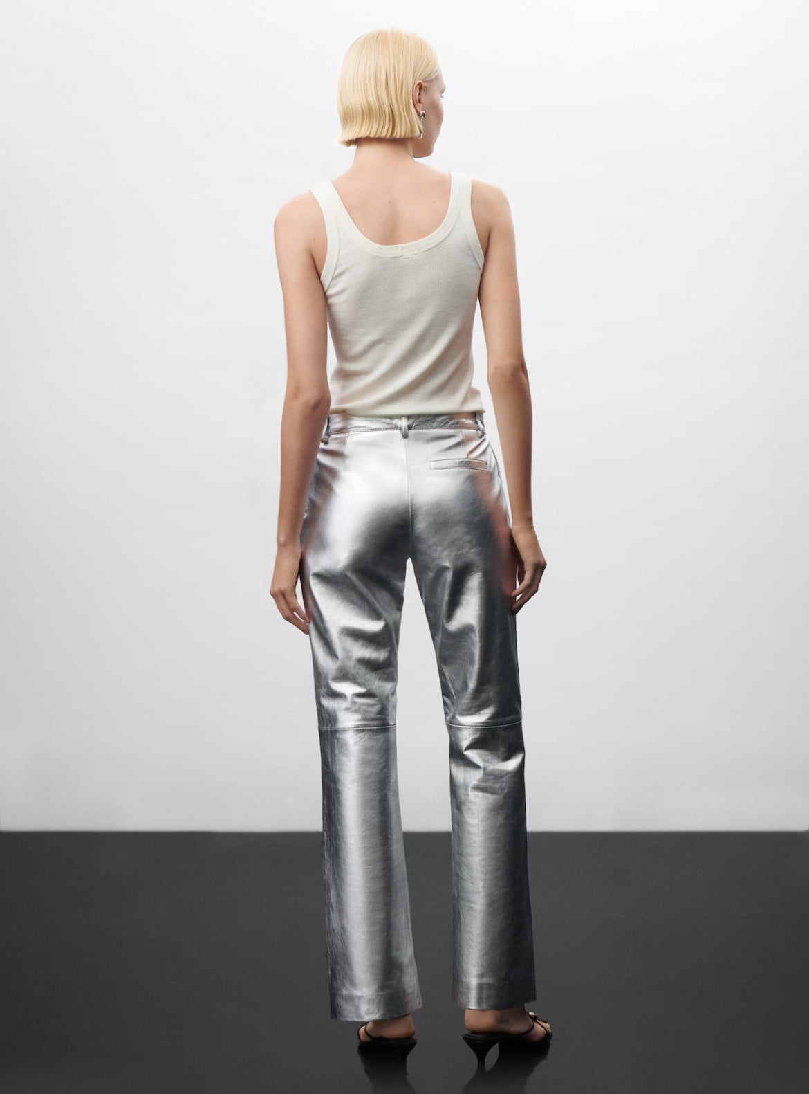 STRATTON Silver Leather Pants