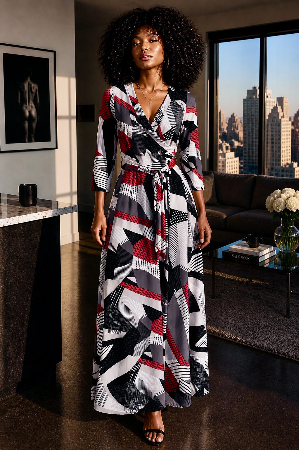 STELLA Wrap Style Dress in Geometrics