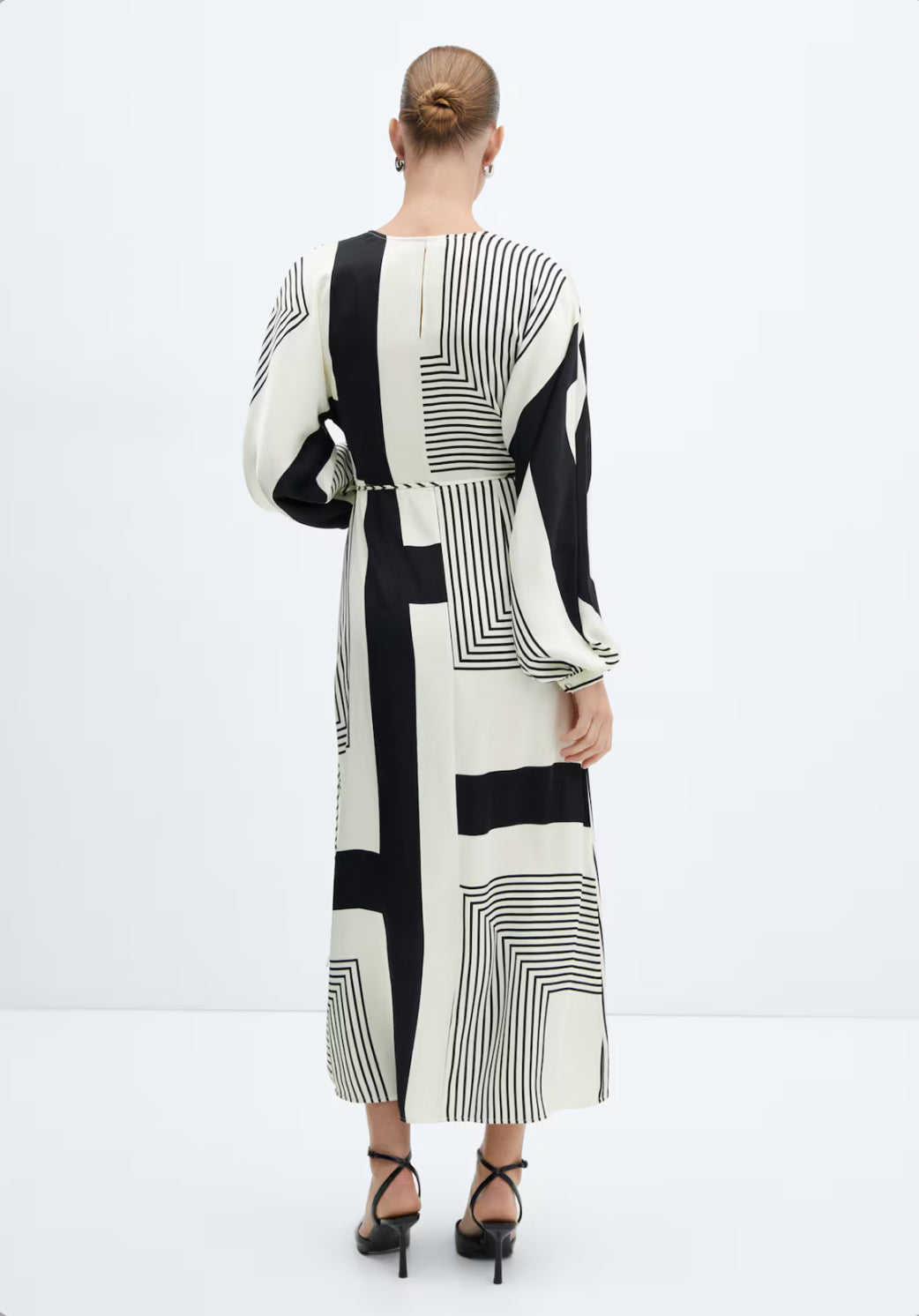 STELLA Wrap Dress in Black and white Stripes