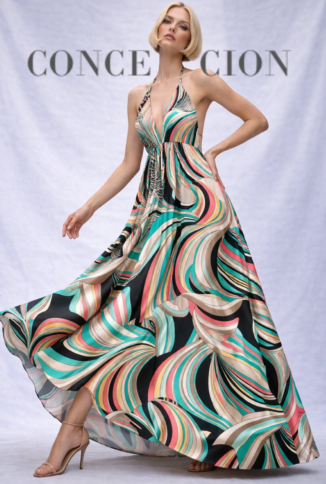 MADISON Maxi Dress in Multi-color Swirls