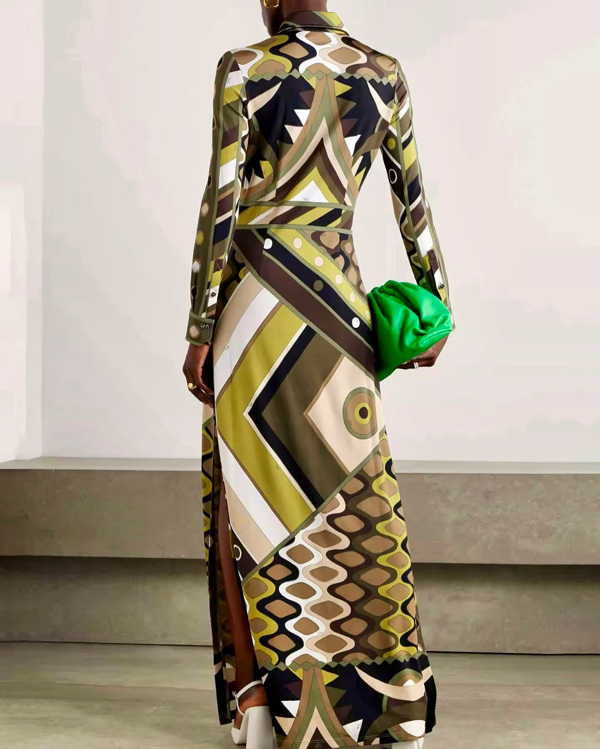 MONDRIAN Dress in Olive Green