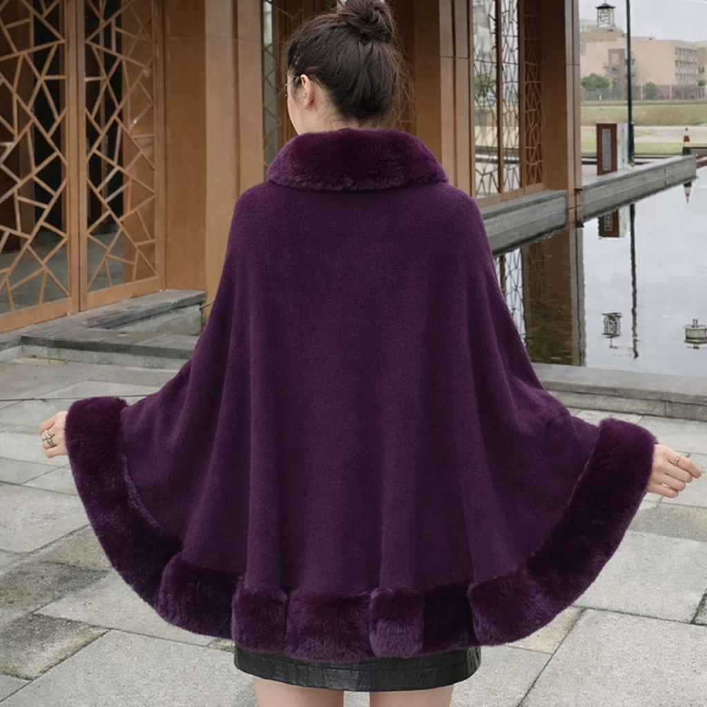WINDSOR Cape with Purple Faux Chinchilla Trim