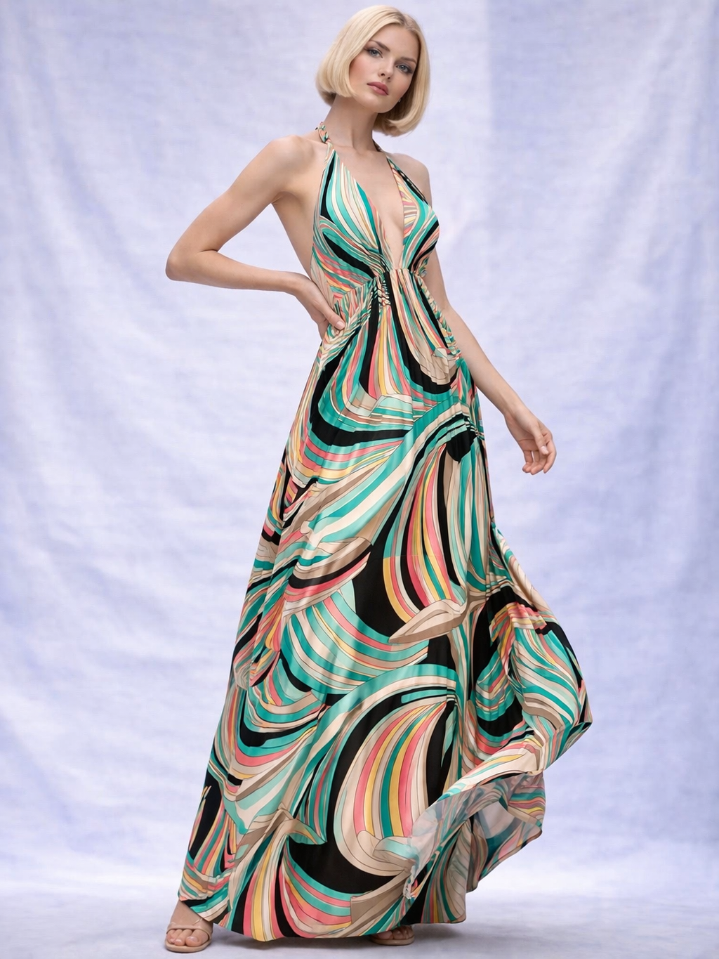 MADISON Maxi Dress in Multi-color Swirls